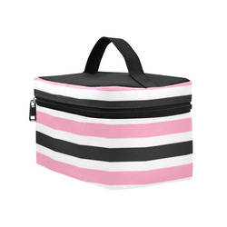 Pink Black Stripes Cosmetic Bag/Large (Model 1658)