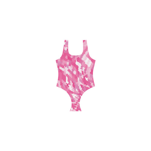 Pink Jagged Edge Abstract Vest One Piece Swimsuit (Model S04)