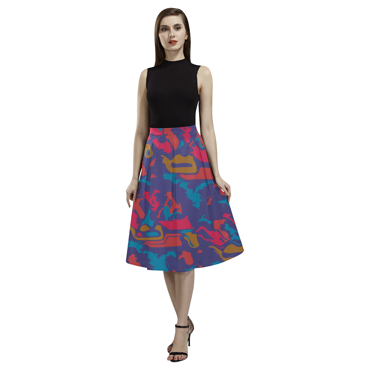 Chaos in retro colors Aoede Crepe Skirt (Model D16)