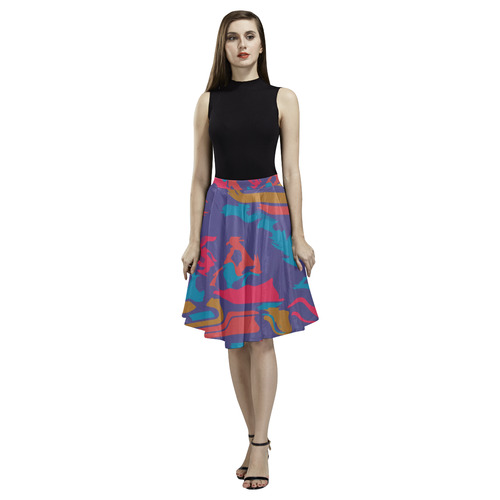 Chaos in retro colors Melete Pleated Midi Skirt (Model D15)
