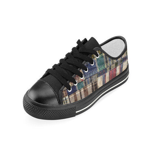 patchwork plaid / tartan Women's Classic Canvas Shoes (Model 018)
