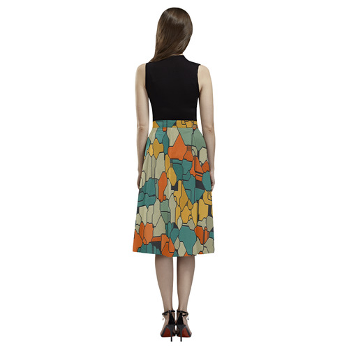 Textured retro shapes Aoede Crepe Skirt (Model D16)