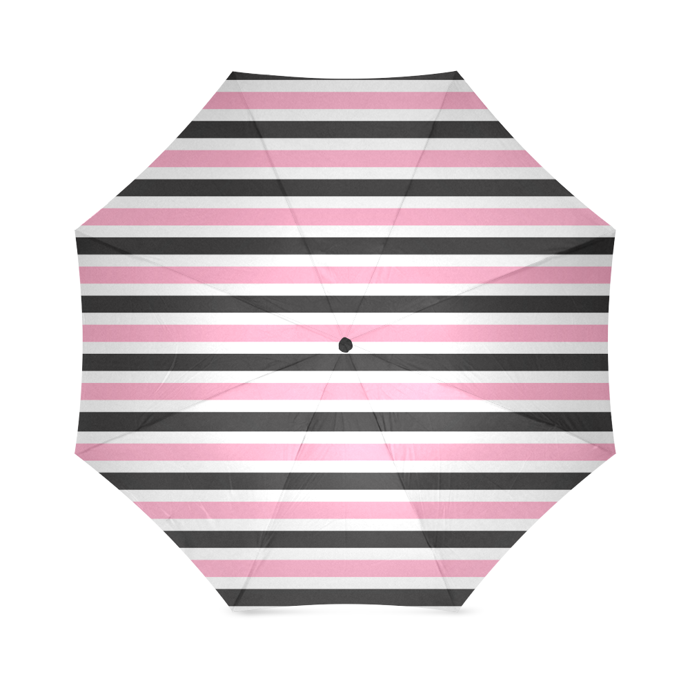 Pink Black Stripes Foldable Umbrella (Model U01)