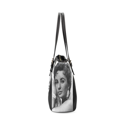 Great Actress Elizabeth Taylor Leather Tote Bag/Large (Model 1640)