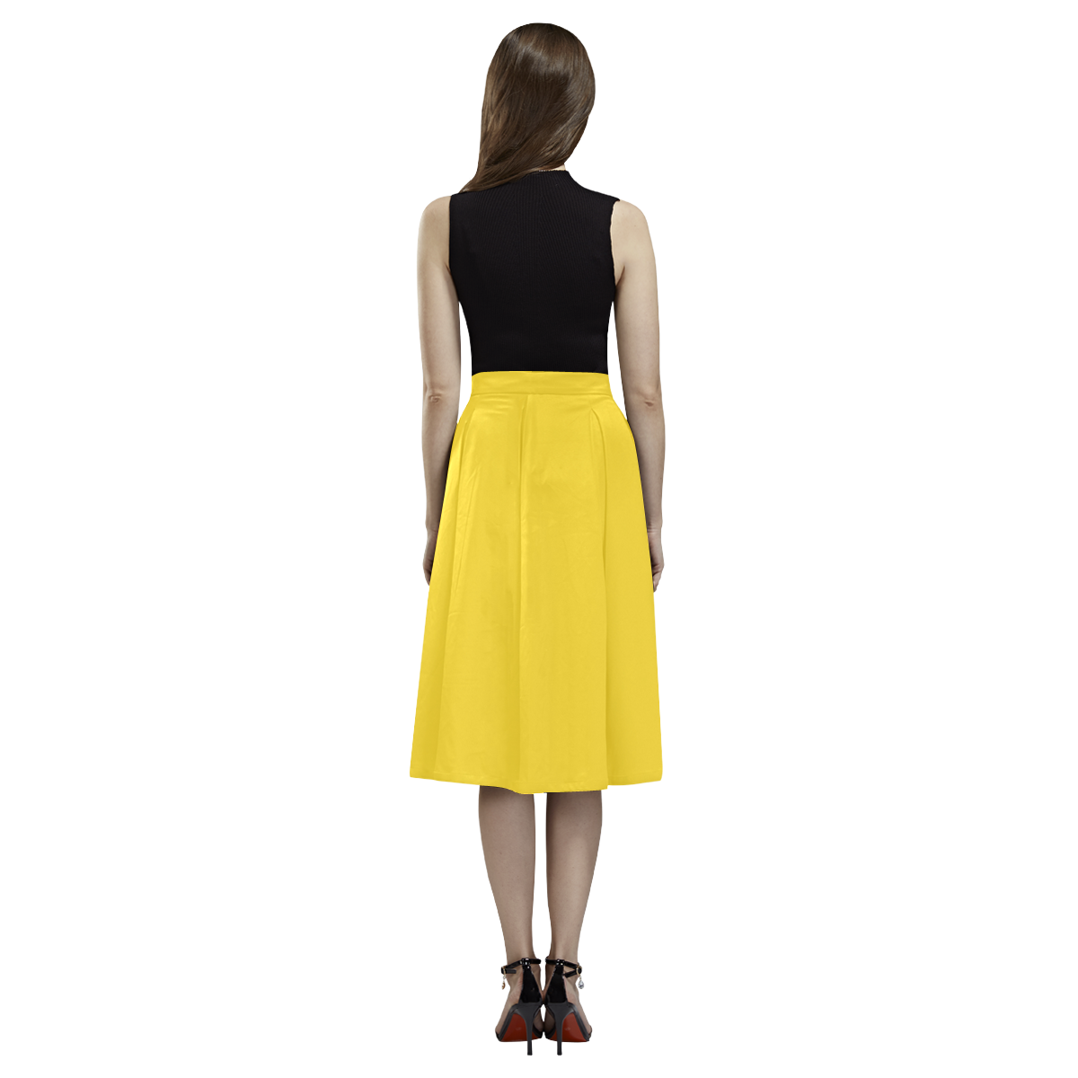 Vibrant Yellow Aoede Crepe Skirt (Model D16)