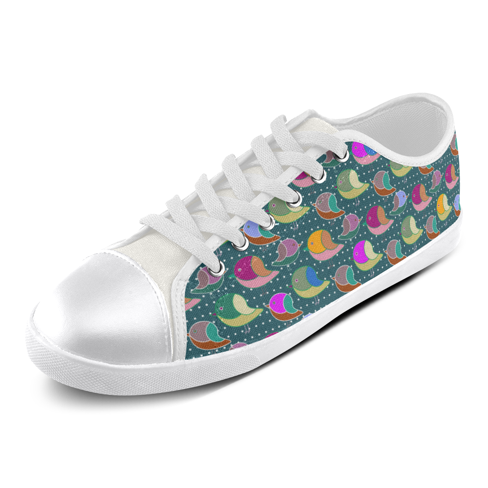 Simply Geometric Cute Birds Pattern Colored Canvas Shoes for Women/Large Size (Model 016)