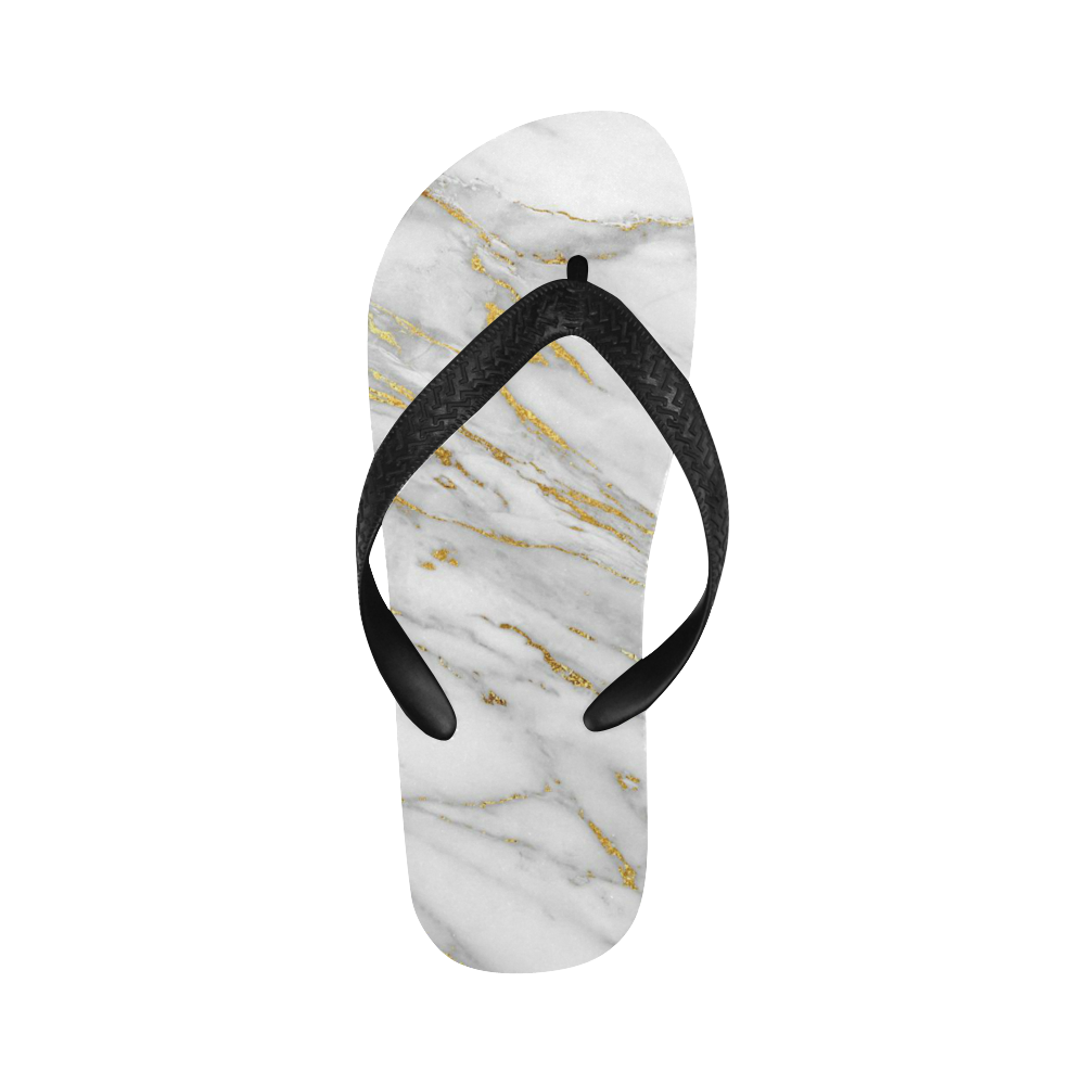 italian Marble, white and gold Flip Flops for Men/Women (Model 040)