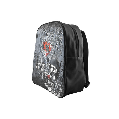 Dark Raven Heart Backpack Print By Juleez School Backpack (Model 1601)(Small)