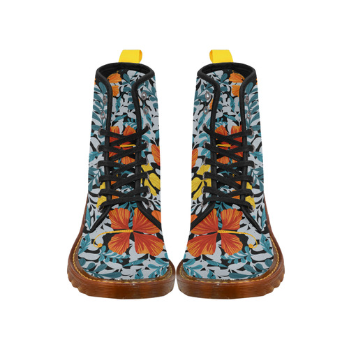 Decorative Floral Background Martin Boots For Women Model 1203H