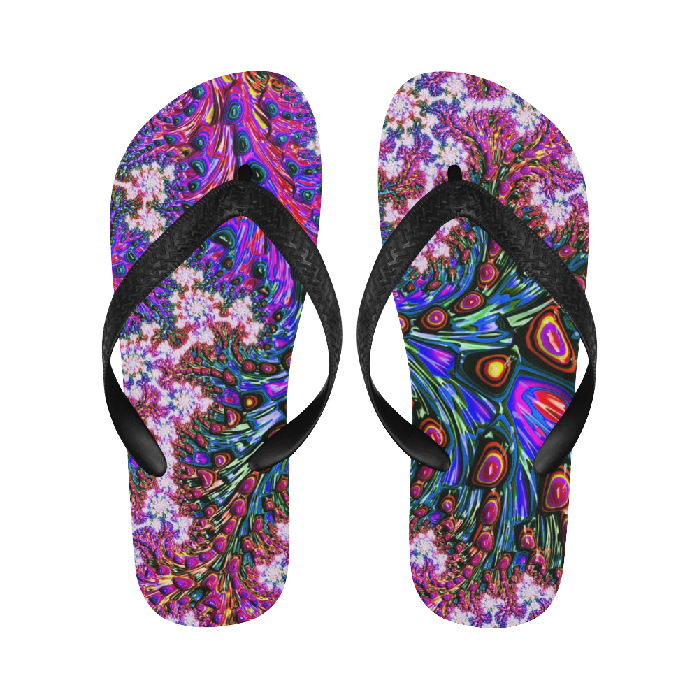 more colors in life fractal 24B Flip Flops for Men/Women (Model 040)