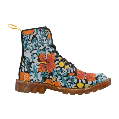 Decorative Floral Background Martin Boots For Women Model 1203H