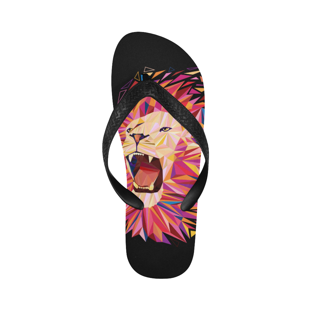 lion roaring polygon triangles Flip Flops for Men/Women (Model 040)