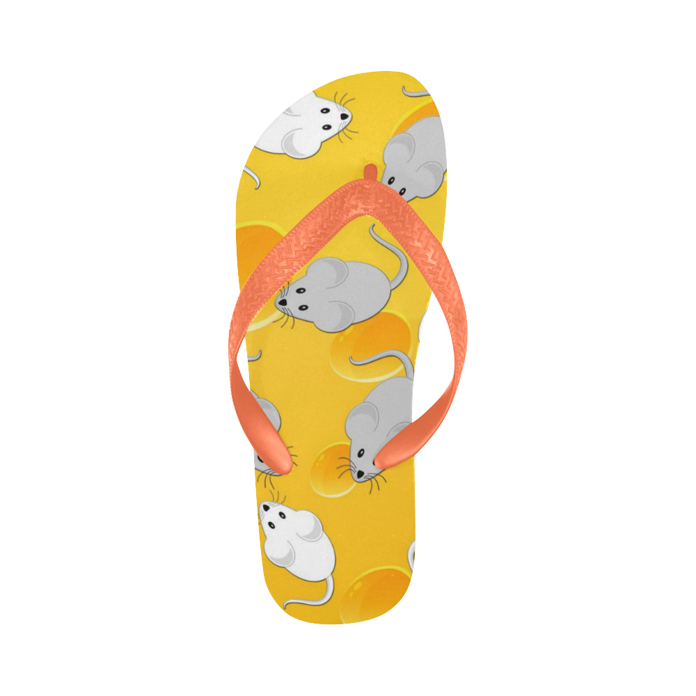 mice on cheese Flip Flops for Men/Women (Model 040)