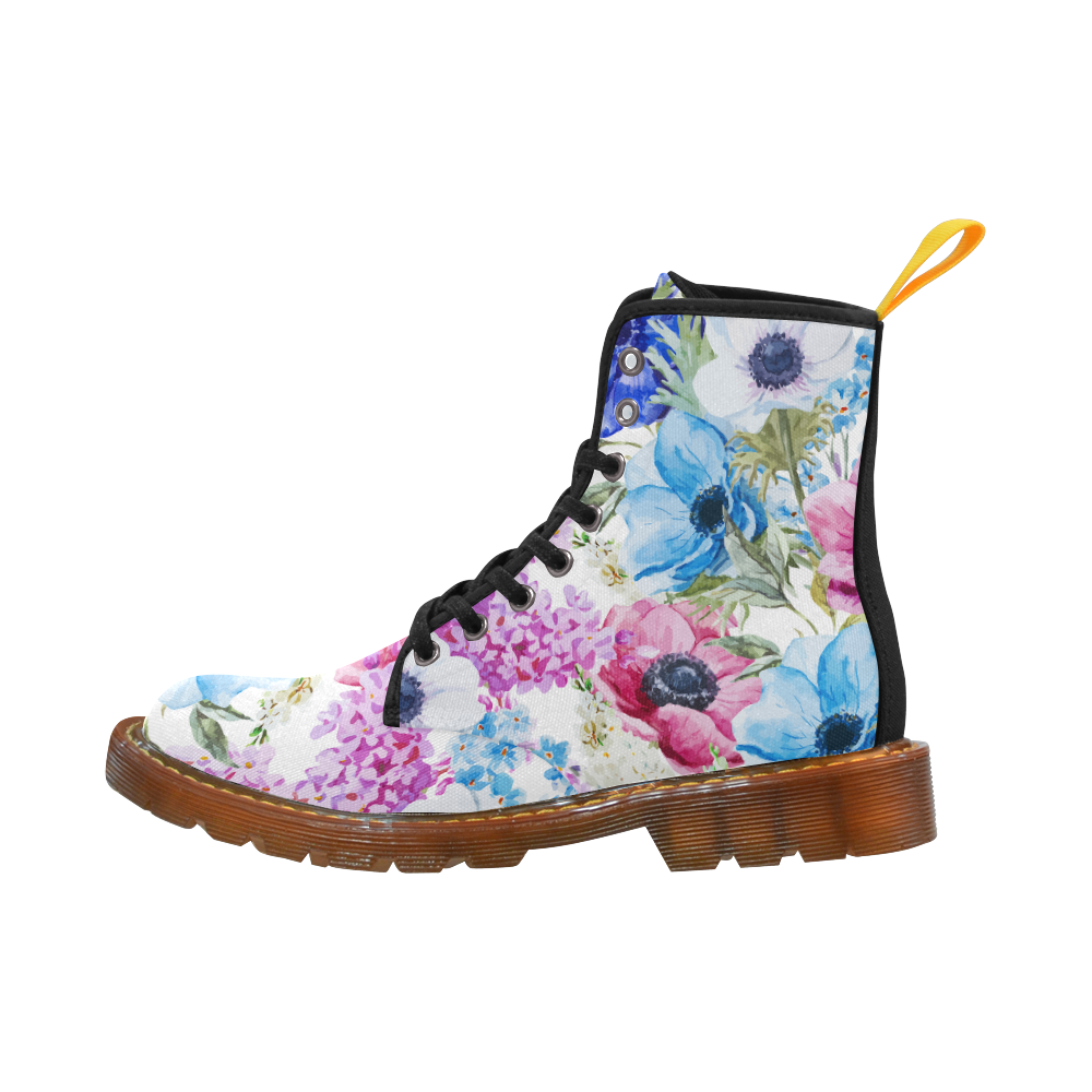 Watercolor Floral Pattern Martin Boots For Women Model 1203H