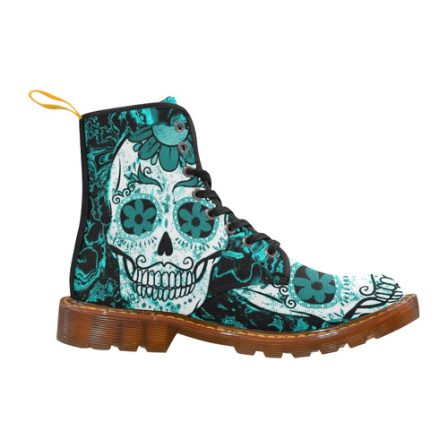 Fractal Skull teal by JamColors Martin Boots For Women Model 1203H