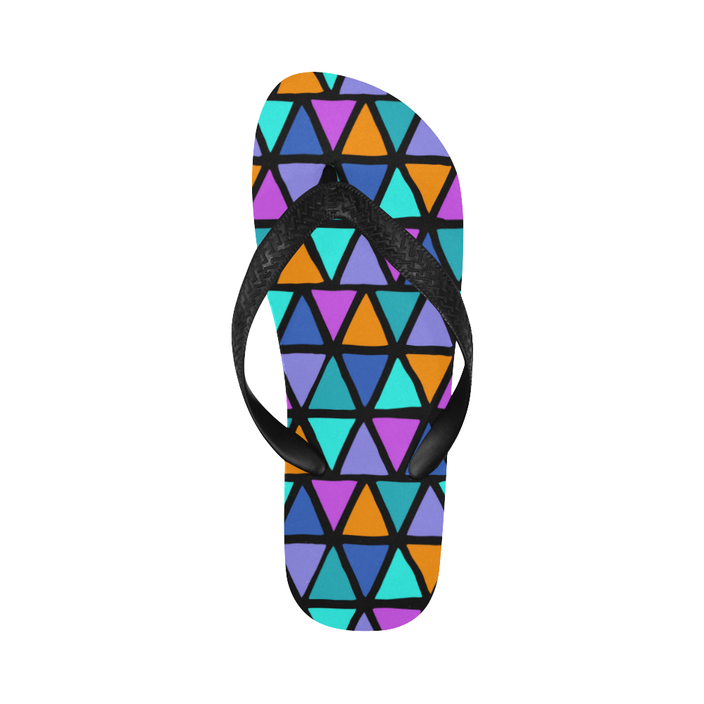 Modern colored TRINAGLES / PYRAMIDS pattern Flip Flops for Men/Women (Model 040)