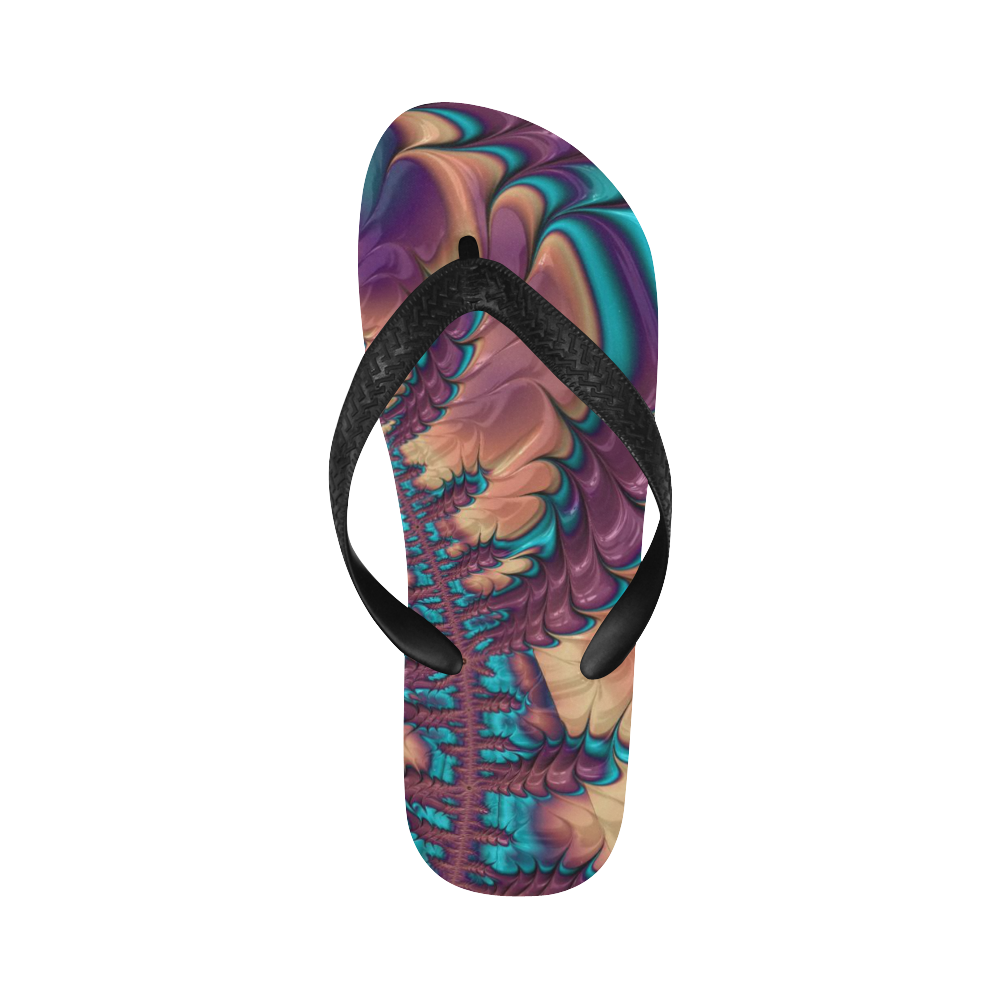 fractal,freaky friday  peach aqua Flip Flops for Men/Women (Model 040)