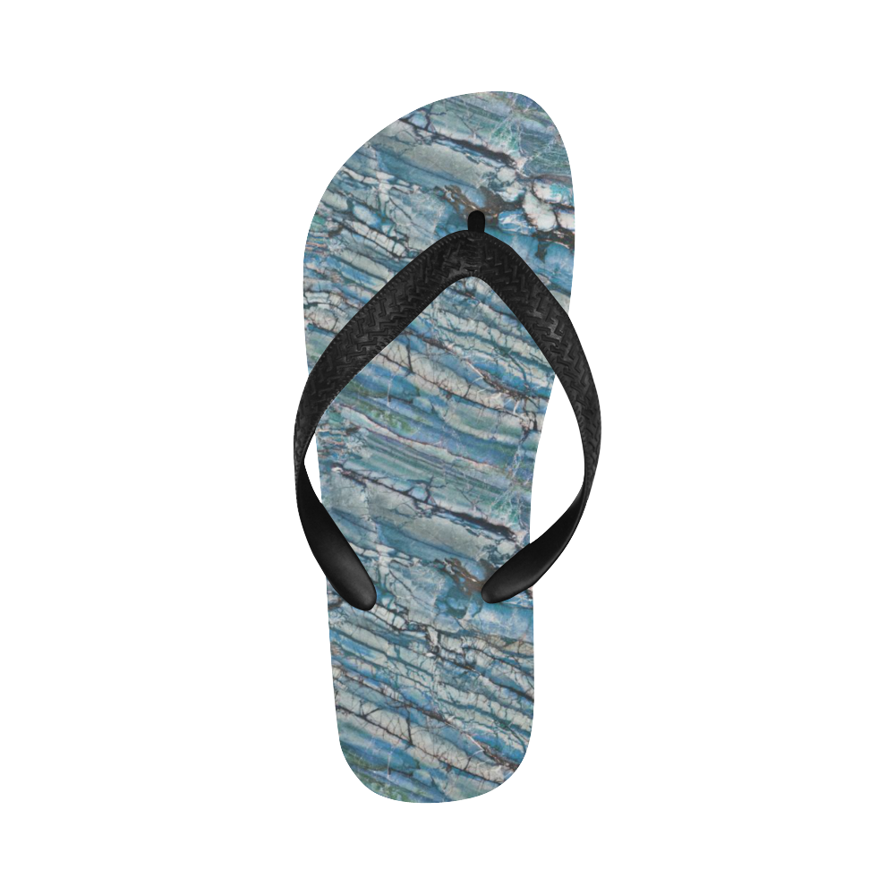 Italian Marble,Taekwood Blu, blue Flip Flops for Men/Women (Model 040)