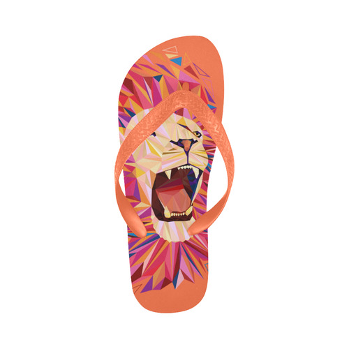 lion roaring polygon triangles Flip Flops for Men/Women (Model 040)