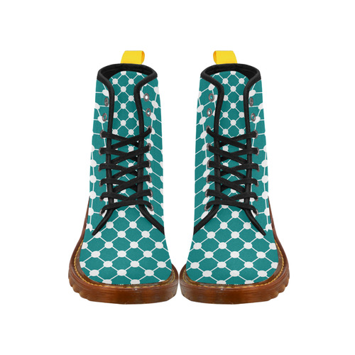 Teal Trellis Dots Martin Boots For Women Model 1203H