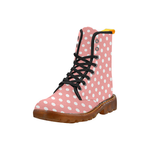 Coral Pink Polka Dots Martin Boots For Women Model 1203H