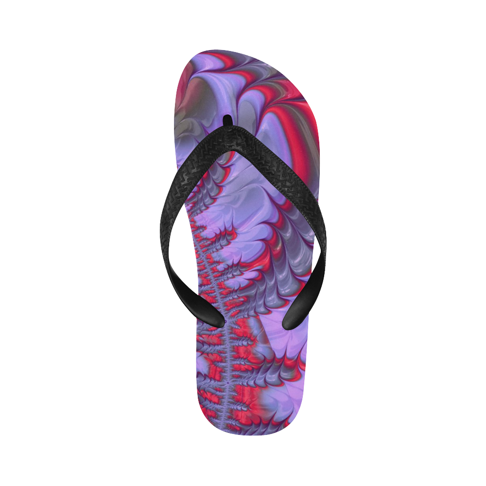 fractal,freaky friday red  lilac Flip Flops for Men/Women (Model 040)