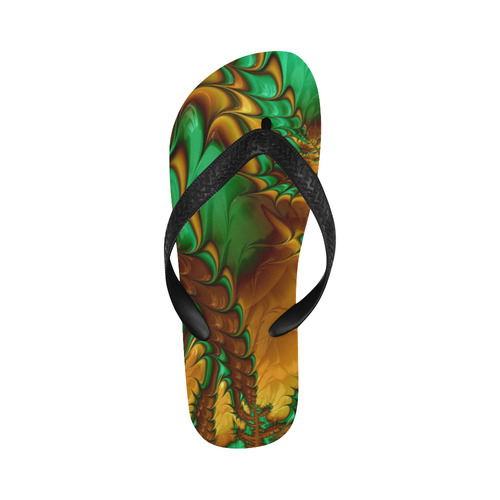 fractal,freaky friday, green golden# Flip Flops for Men/Women (Model 040)