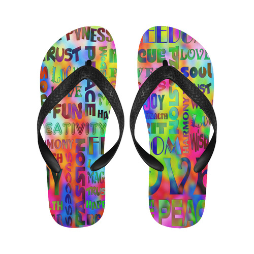 Flower Power - WORDS OF THE SPIRIT WAY Flip Flops for Men/Women (Model 040)