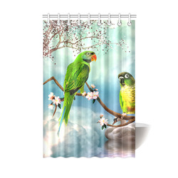 Funny cute parrots Shower Curtain 48"x72"