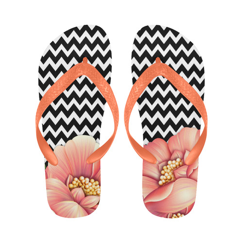 flower power, flowers Flip Flops for Men/Women (Model 040)