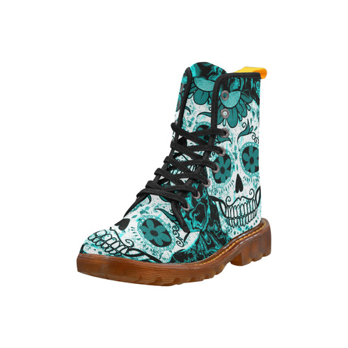 Fractal Skull teal by JamColors Martin Boots For Women Model 1203H