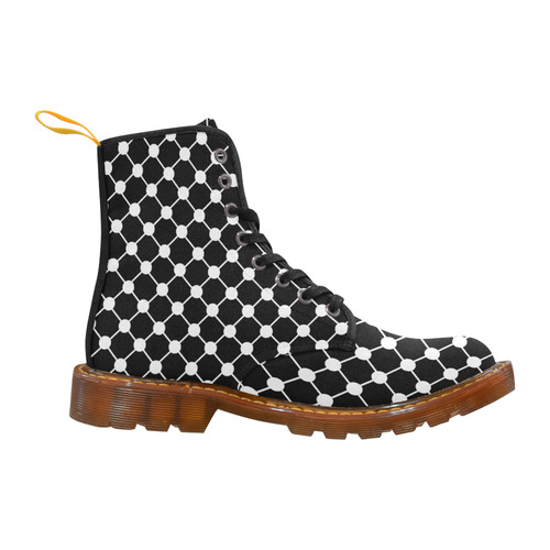 Black and White Trellis Dots Martin Boots For Women Model 1203H