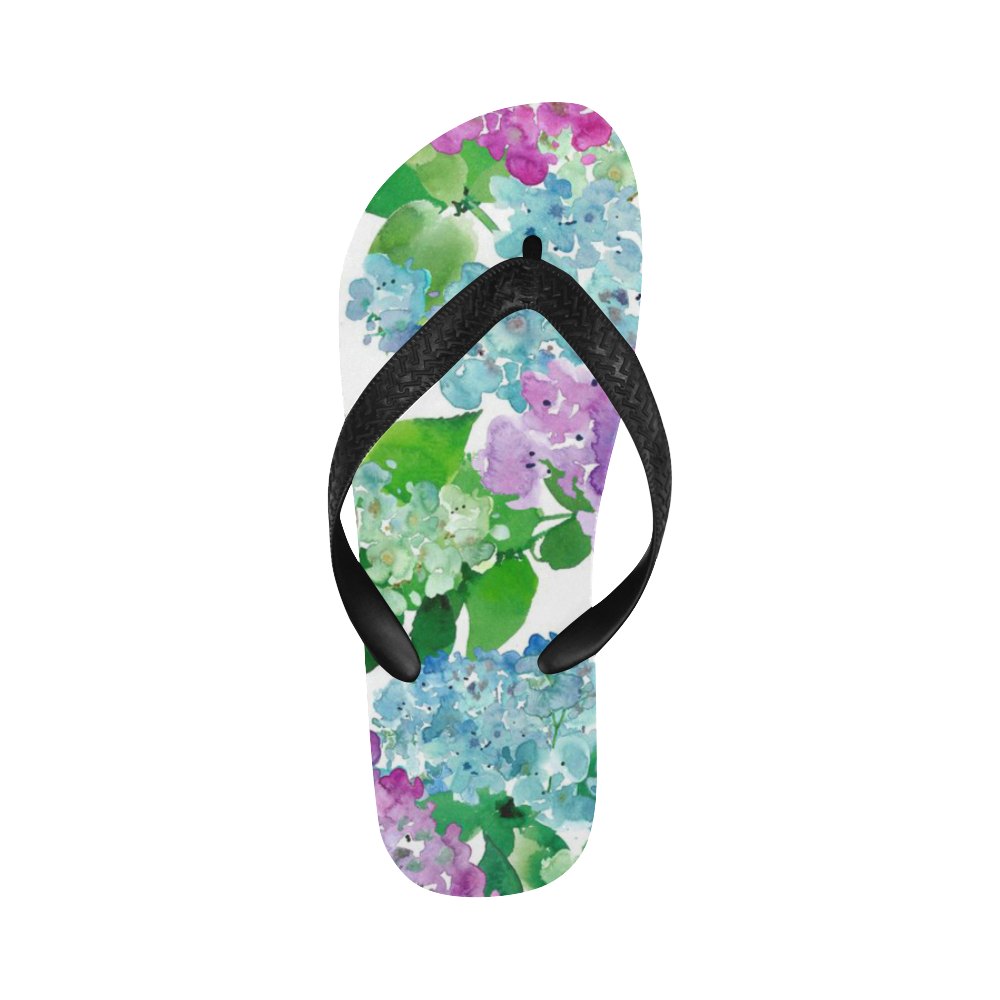Watercolor Hydrangea, flower, flowers Flip Flops for Men/Women (Model 040)