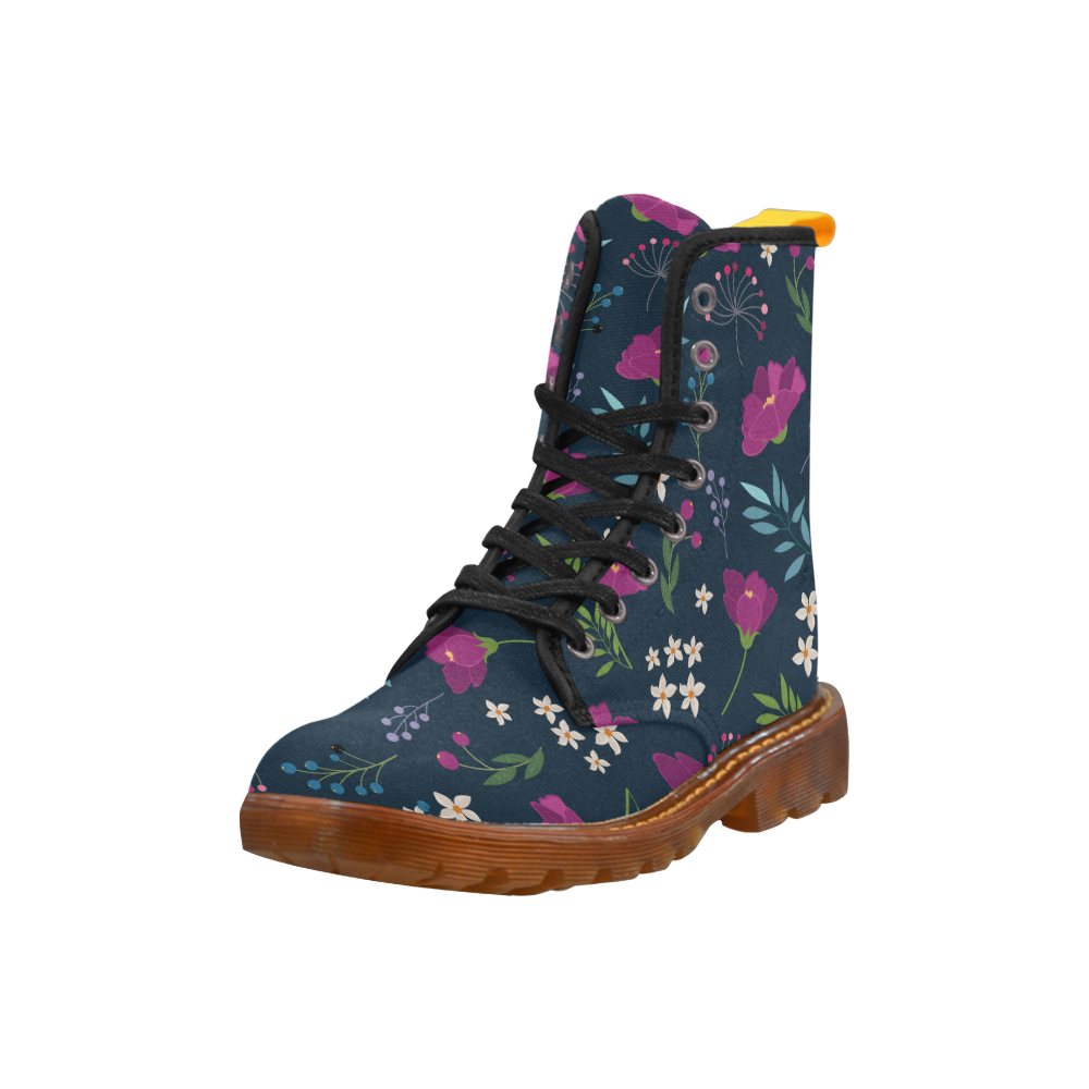 Preppy Pastel Floral Girly Pattern Martin Boots For Women Model 1203H