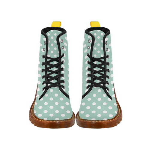 Aqua Polka Dots Martin Boots For Women Model 1203H