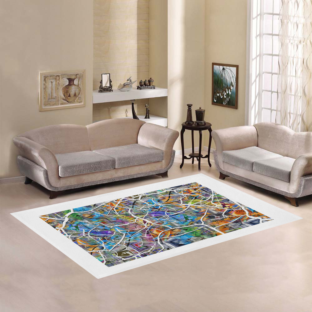 Rug 5x7 Cracked Lines Colorful Print by Juleez Area Rug7'x5'