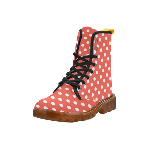 Orange Red Polka Dots Martin Boots For Women Model 1203H
