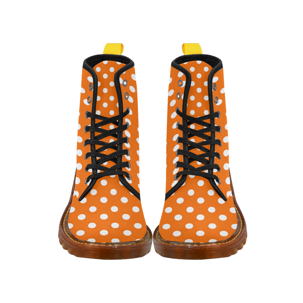 Orange Polka Dots Martin Boots For Women Model 1203H
