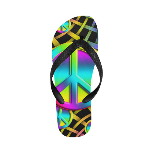 Neon Colorful PEACE pattern Flip Flops for Men/Women (Model 040)