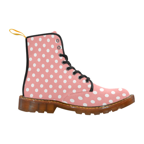 Coral Pink Polka Dots Martin Boots For Women Model 1203H