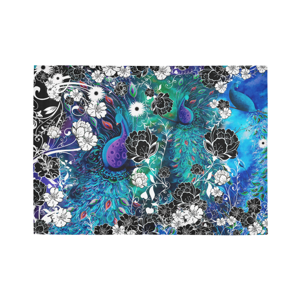 Peacock Colorful Garden Print Rug by Juleez Area Rug7'x5'