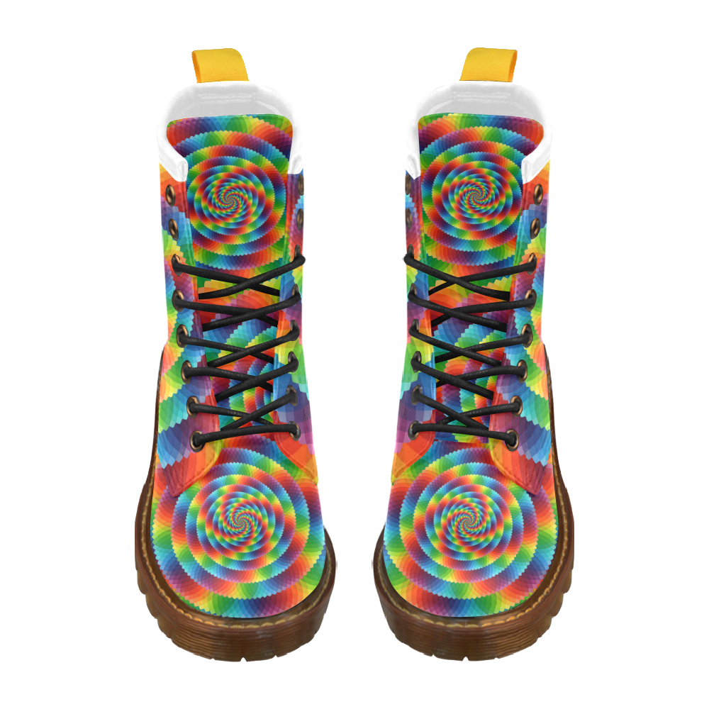 psychedelic spirals High Grade PU Leather Martin Boots For Women Model 402H