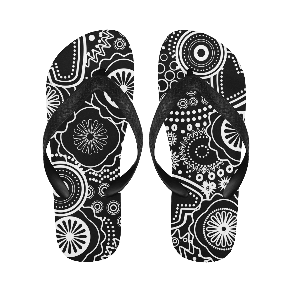 black and white Flip Flops for Men/Women (Model 040)