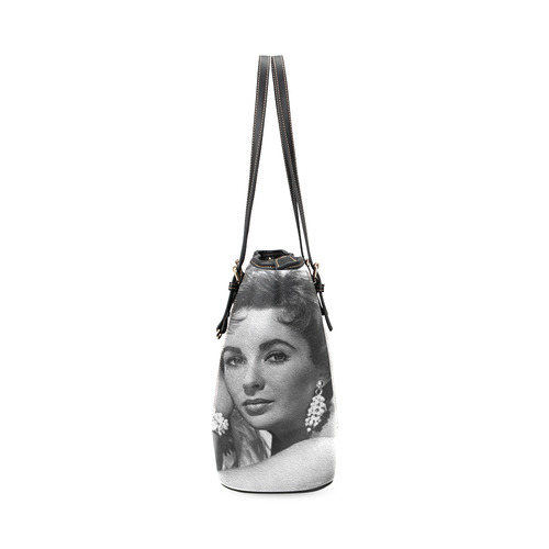 Great Actress Elizabeth Taylor Leather Tote Bag/Small (Model 1640)