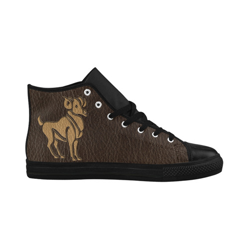 Leather-Look Zodiac Aries Aquila High Top Microfiber Leather Women's Shoes/Large Size (Model 032)