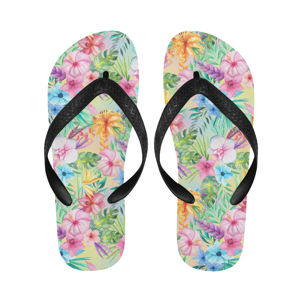 Wispy Summer Floral Flip Flops for Men/Women (Model 040)