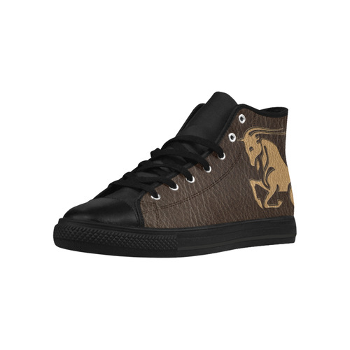 Leather-Look Zodiac Capricorn Aquila High Top Microfiber Leather Women's Shoes/Large Size (Model 032)