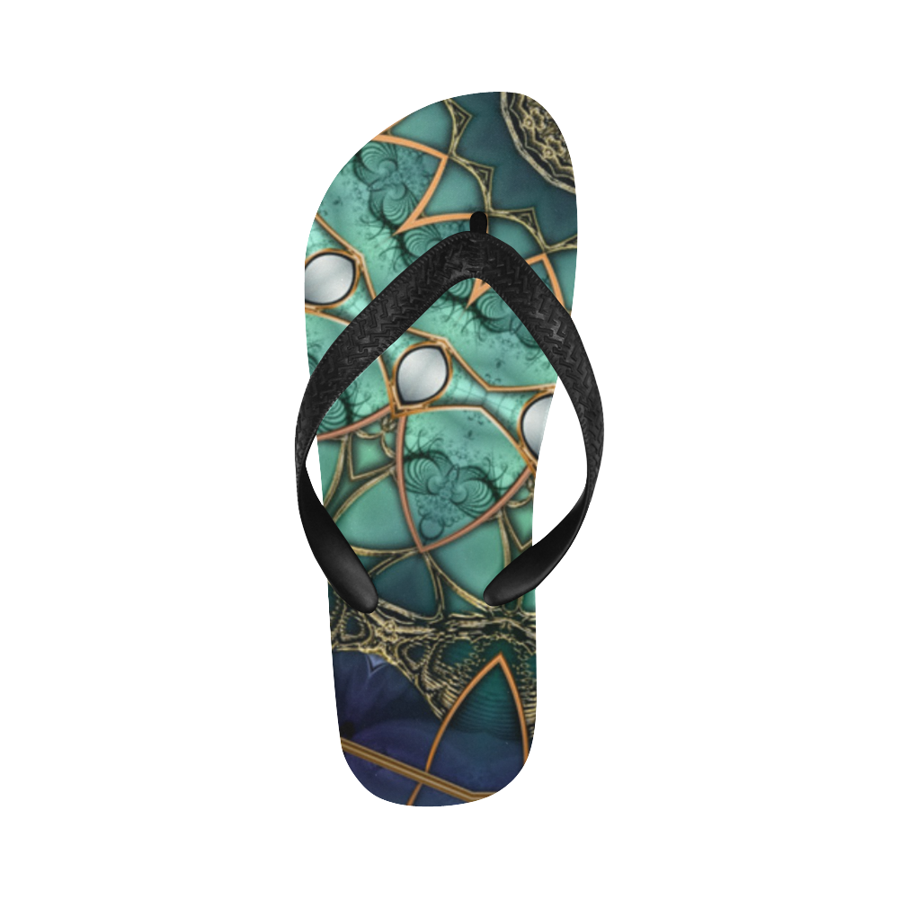 Majestic Topaz Ocean Kaleidoscope Flip Flops for Men/Women (Model 040)