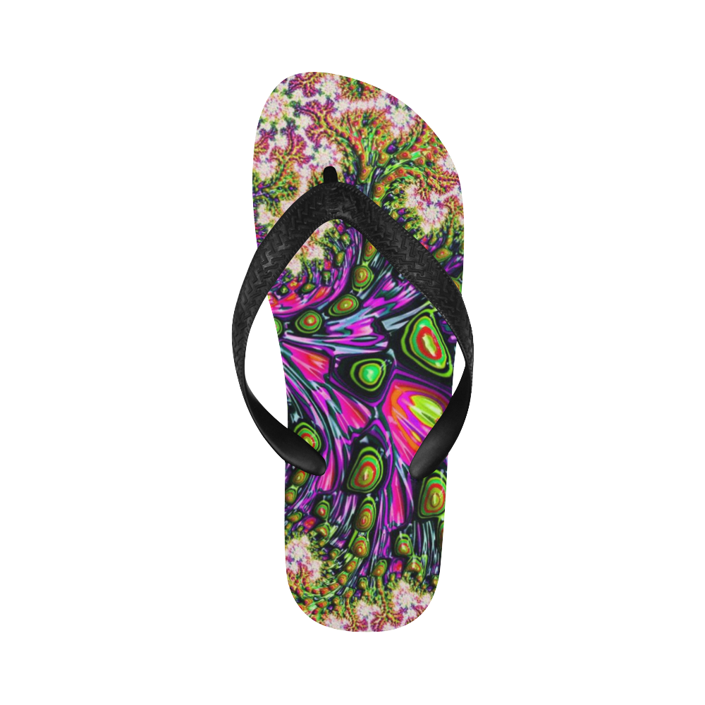 more colors in life fractal 24C Flip Flops for Men/Women (Model 040)