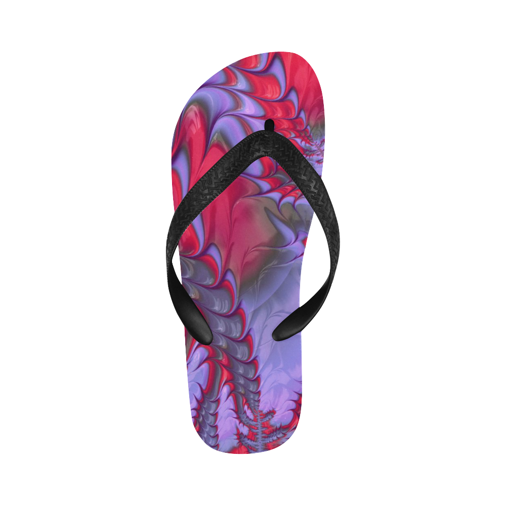 fractal,freaky friday red  lilac Flip Flops for Men/Women (Model 040)